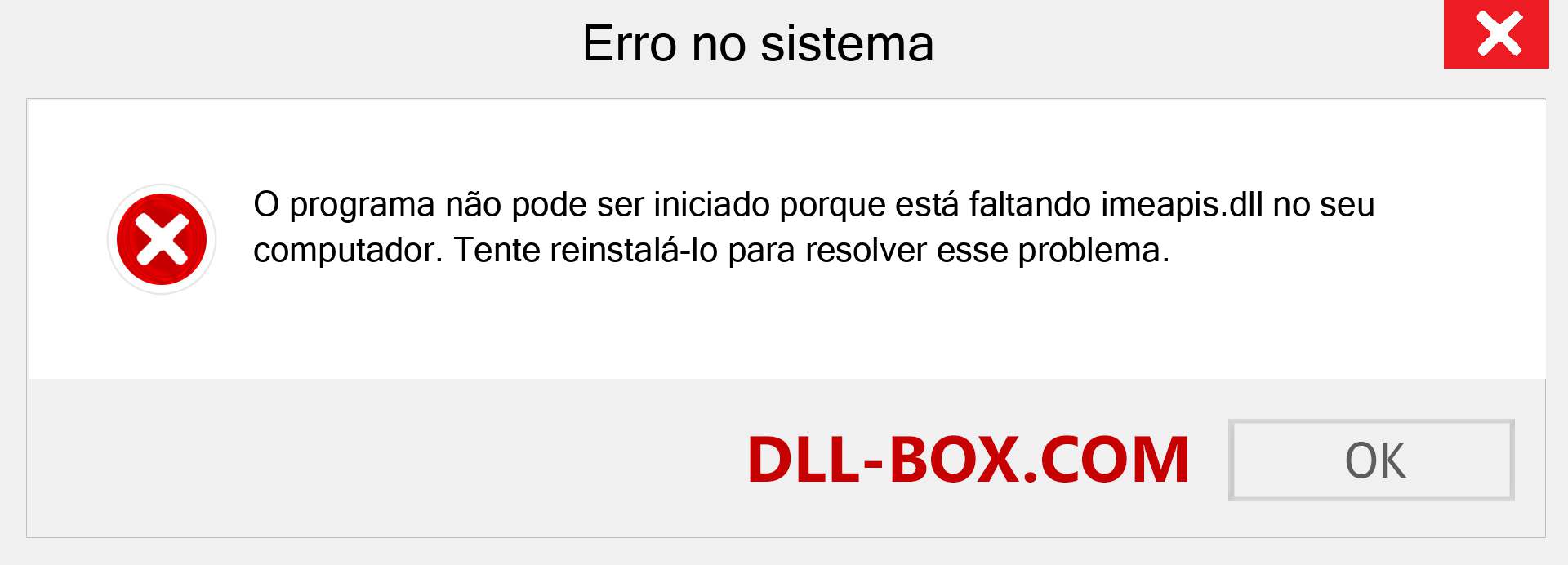 Arquivo imeapis.dll ausente ?. Download para Windows 7, 8, 10 - Correção de erro ausente imeapis dll no Windows, fotos, imagens